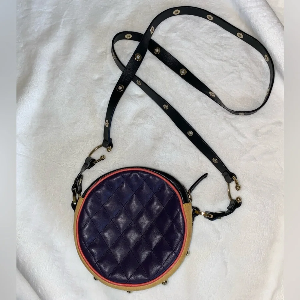 Missoni Black Calf Leather & Tan Suede Quilted Crossbody - Picture 1 of 8